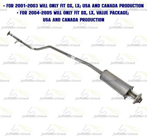 مجموعة الأنابيب المتوسطة لرنان العادم متوافقة مع 2001-2005 Honda Civic 1.7L | ستانلس ستيل | العادم الشمالي الشرقي | تتضمن الحشية والمشبك والشماعات ومسمار زنبركي | استبدال مباشر مناسب in Kuwait