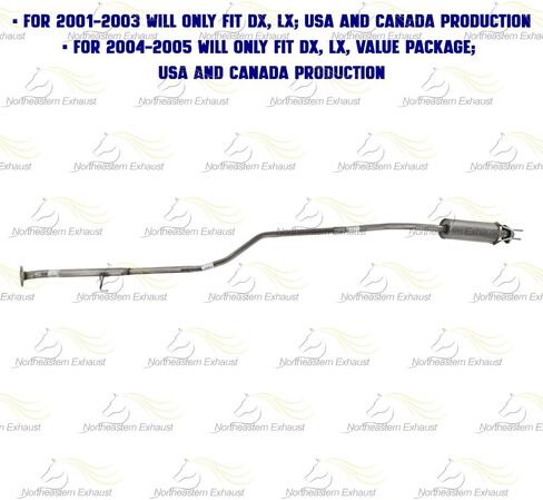 مجموعة الأنابيب المتوسطة لرنان العادم متوافقة مع 2001-2005 Honda Civic 1.7L | ستانلس ستيل | العادم الشمالي الشرقي | تتضمن الحشية والمشبك والشماعات ومسمار زنبركي | استبدال مباشر مناسب in Kuwait