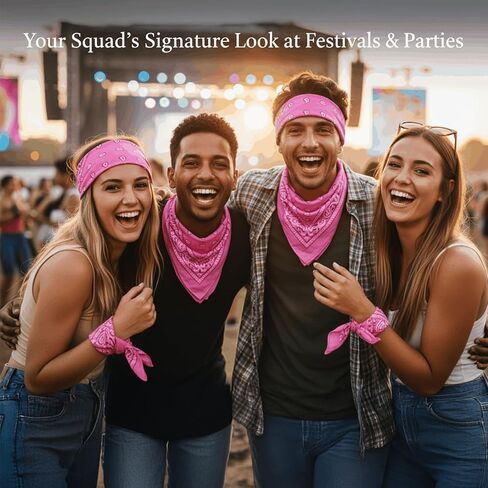 200 عبوة من عصابات الرأس الوردية البيزلي، منديل وشاح من البوليستر لراعي البقر مقاس 22 × 21 بوصة للنساء والرجال والأطفال والحفلات والاستخدام في الهواء الطلق in Kuwait