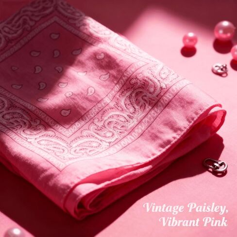 200 عبوة من عصابات الرأس الوردية البيزلي، منديل وشاح من البوليستر لراعي البقر مقاس 22 × 21 بوصة للنساء والرجال والأطفال والحفلات والاستخدام في الهواء الطلق in Kuwait