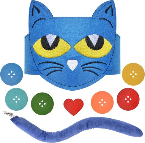 Blue Cat Costume Set with Cat Headband and Tail, Heart Button Stickers Accessories for Read Book Day Dress Up Halloween Party Cosplay in Saudi Arabia