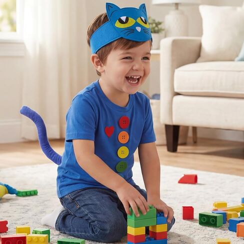 Blue Cat Costume Set with Cat Headband and Tail, Heart Button Stickers Accessories for Read Book Day Dress Up Halloween Party Cosplay in Saudi Arabia