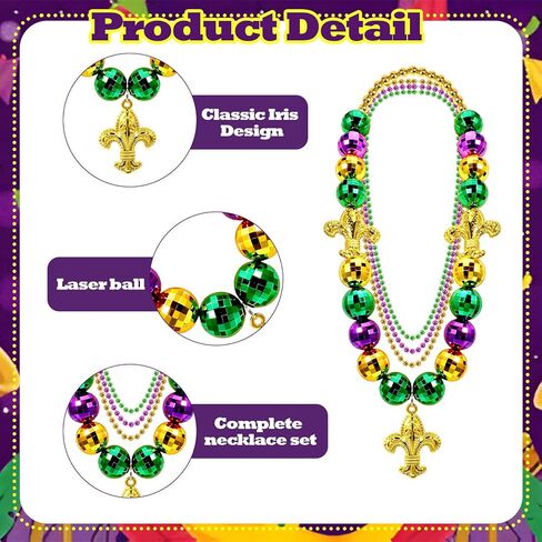 6pcs Mardi Gras Hat Accessories, Cowboy Hats for Women Men, Mardi Gras Mask Beads Necklace for Carnival Party Parade in Saudi Arabia