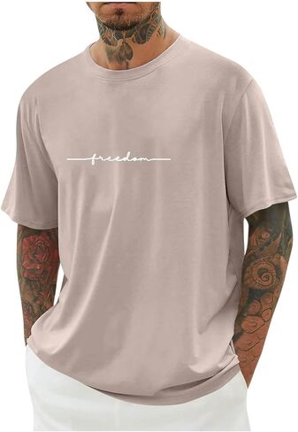 قميص رياضي للرجال، قمصان كاجوال بأكمام قصيرة وفتحة رقبة مستديرة، قمصان فضفاضة مناسبة للجري والتمارين الرياضية في صالة الألعاب الرياضية in Kuwait