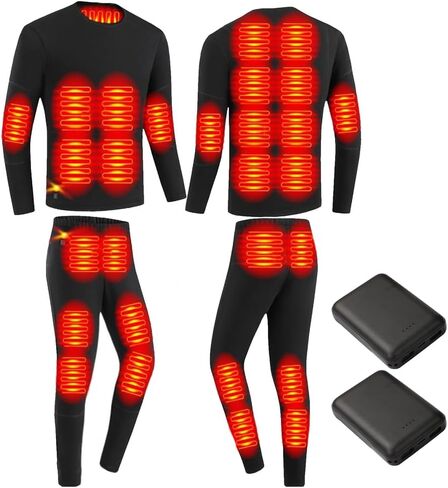 Men Women USB Heated Underwear Tops Pants Set 28-Zone Heating Thermal Clothes for Winters Outdoor Sports in Saudi Arabia