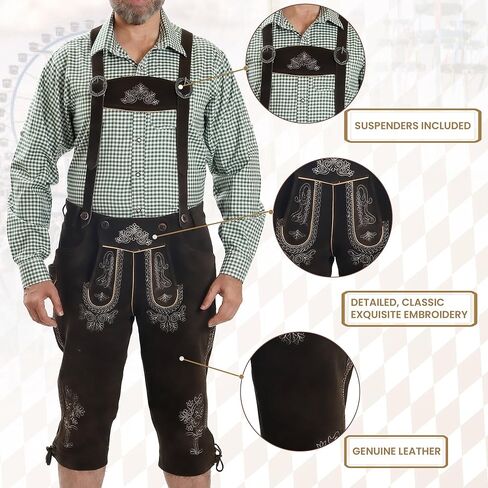 متجر Lederhosen - شورت Lederhosen الألماني طويل للرجال - Bundhosen للرجال - شورت رجالي Lederhosen أصلي in Kuwait