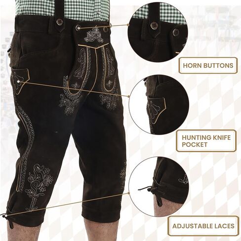 متجر Lederhosen - شورت Lederhosen الألماني طويل للرجال - Bundhosen للرجال - شورت رجالي Lederhosen أصلي in Kuwait