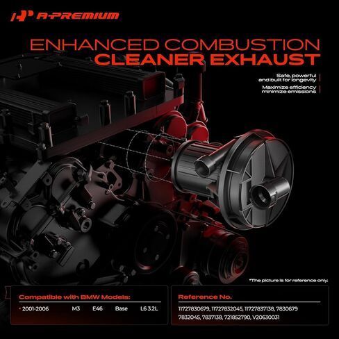 مضخة الضباب الدخاني لحقن الهواء الثانوية A-Premium متوافقة مع 2001-2006 BMW E46 Series M3، 3.2L in Kuwait