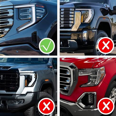 مصابيح الضباب الأمامية LED تناسب 2022-2026 GMC Sierra 1500 (ليست محدودة/ AT4X) مصابيح جانبية لغطاء الشبكة، ملحقات مصابيح إشارة الانعطاف المتسلسلة باللون الأبيض DRL والعنبر in Kuwait