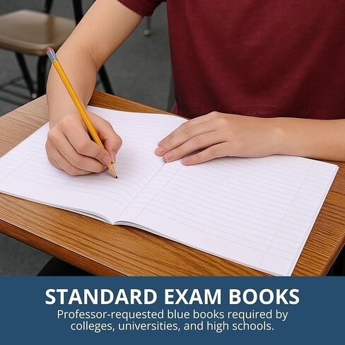 كتب زرقاء للامتحان من ROARING SPRING، 10 كتيبات امتحانات مدرسية، 8.5 بوصة × 7 بوصة، 6 أوراق/12 صفحة، مسطرة على نطاق واسع مع كتاب اختبار للطلاب الهامش، صنع في الولايات المتحدة الأمريكية in Kuwait