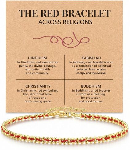 HGDEER 14k Gold Plated Red String Bracelet for Women Teen Girls, Lucky Handwoven Rope Protection Red Jewelry Gifts in Saudi Arabia