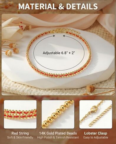 HGDEER 14k Gold Plated Red String Bracelet for Women Teen Girls, Lucky Handwoven Rope Protection Red Jewelry Gifts in Saudi Arabia