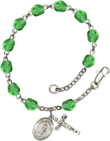 Bonyak Jewelry St. Joan of Arc Silver Plate Rosary Bracelet 6mm Fire Polished Beads - Every Birth Month Color in Saudi Arabia