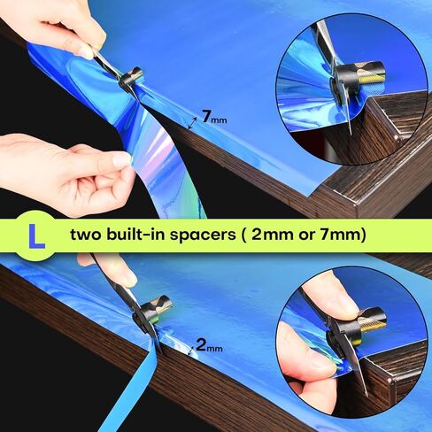 NEWISHTOOL Wrap Tool Cutting Spacer for Film Cut, 1 Pair Left/Right Hand Guide Trimming Edge Freehand Cutting Tool with 2mm/7mm Two Distance Cuts, Built-in Blade Magnet and Scratch-Free PTFE Felt in Saudi Arabia
