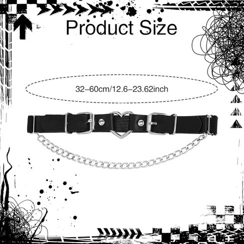 2 Pcs Leather Leg Garter with Chains, Adjustable Thigh Belt Women Black Thigh Garter Belt Elastic Leg Ring for Women, Metal Heart Shape Design for Cosplay, Halloween Party, Outfits (Black) in Saudi Arabia