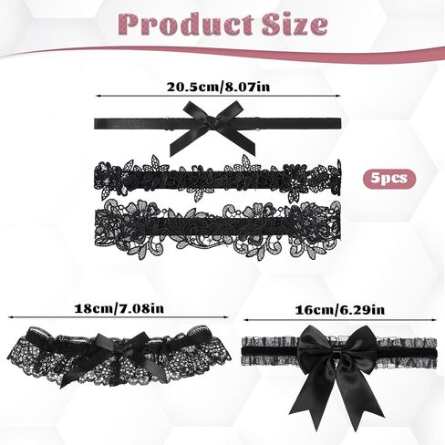 5 Pcs Wedding Garter for Bride Lady Women Lace Garter Black Garters Belt Garters Tossing Thigh Garteres Legthigh Garteres Belt Bowknot Elastic Leg Ring for Bride Black Bowknot Floral Belts Party Prom in Saudi Arabia