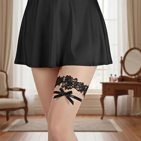 5 Pcs Wedding Garter for Bride Lady Women Lace Garter Black Garters Belt Garters Tossing Thigh Garteres Legthigh Garteres Belt Bowknot Elastic Leg Ring for Bride Black Bowknot Floral Belts Party Prom in Saudi Arabia