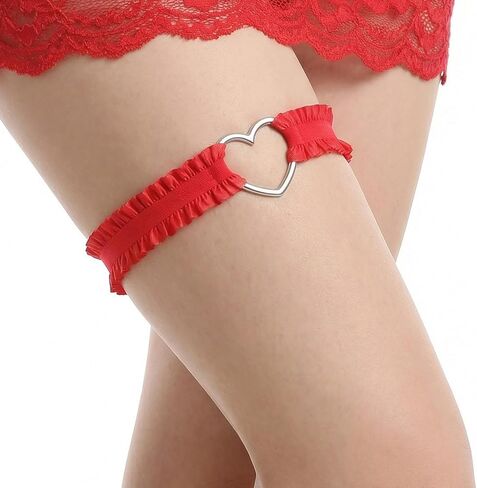 2Pcs Red Garter Belt - Heart Adjustable leg garters For Women - Elastic Lace Garter For Valentine's Day Wedding, Bride, Parties, Cosplay Fashion Accessories in Saudi Arabia