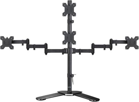 Suptek Dual LED LCD Monitor Stand up Free-Standing Desk Mount for 2 / Two Screens up to 27 inch Extra Tall 31.5 inch Pole Heavy Duty Fully Adjustable Stand Vertical Array (ML6802) in Kuwait