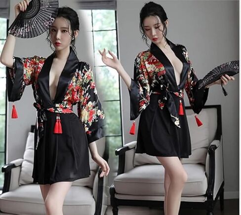 Women's Japanese Kimono Sexy Traditional Robe Lingerie Yukata Ladies Costumes Pajamas in Saudi Arabia