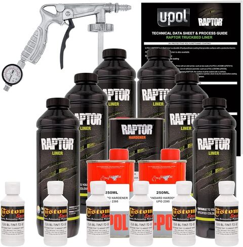 U-POL Raptor Bright White Urethane Spray-On Truck Bed Liner Kit W/Free Spray Gun, 6 Liters in Saudi Arabia