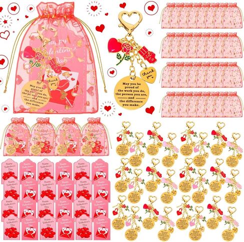 24/36/48 Sets Appreciation Gifts Bulk for Employee Coworker Team Staff with Thank You Keychain Bags Card in Saudi Arabia