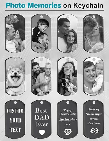 Custom Keychain with Picture - Personalized Keychains with Photo Text Customized Engraved Key Chain Gifts (01 Photo & Text - Black) in Saudi Arabia