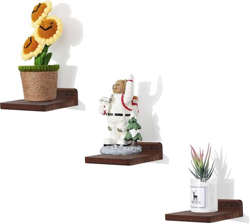 Small Floating Shelf,5x5 Inch Dark Walnut,Set of 3 Small Wall Shelves for Bedroom Living Room Bathroom Kitchen Decor in Saudi Arabia