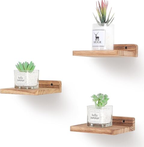 Small Floating Shelf,5x5 Inch Dark Walnut,Set of 3 Small Wall Shelves for Bedroom Living Room Bathroom Kitchen Decor in Saudi Arabia