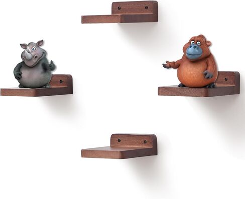 Small Floating Shelf,5x5 Inch Dark Walnut,Set of 3 Small Wall Shelves for Bedroom Living Room Bathroom Kitchen Decor in Saudi Arabia
