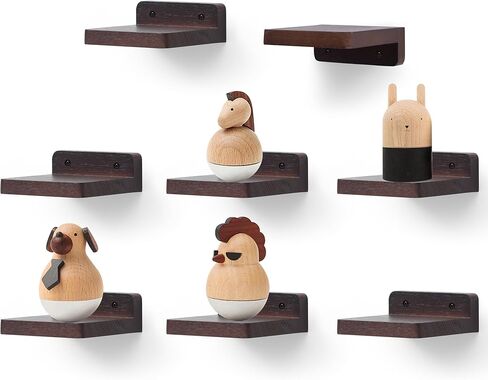Small Floating Shelf,5x5 Inch Dark Walnut,Set of 3 Small Wall Shelves for Bedroom Living Room Bathroom Kitchen Decor in Saudi Arabia