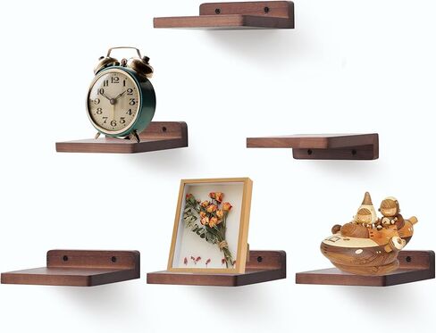 Small Floating Shelf,5x5 Inch Dark Walnut,Set of 3 Small Wall Shelves for Bedroom Living Room Bathroom Kitchen Decor in Saudi Arabia
