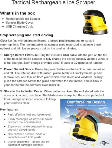 Tactical Ice Scraper Electric Ice Scrapers for Car Windshield with Motorized Rotating Disc Rechargeable Cordless Scratch Free Best Ice Scrapper and Car Snow Remover Tool for Winter Driving in Saudi Arabia