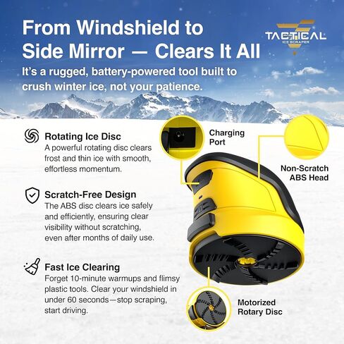 Tactical Ice Scraper Electric Ice Scrapers for Car Windshield with Motorized Rotating Disc Rechargeable Cordless Scratch Free Best Ice Scrapper and Car Snow Remover Tool for Winter Driving in Saudi Arabia