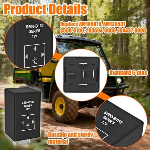 AM138537 AM100819 S500-B100 Glow Plug Relay - متوافق مع John Deere Gator 4X2 4X4، XUV، جرار مدمج 655 755 855 856، جزازات سلسلة F in Kuwait