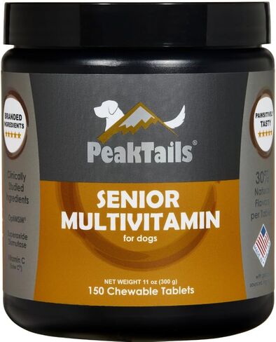 كبار الفيتامينات للكلاب - 350 أقراص قابلة للمضغ مع MSM ، ديسموتاز الفائق أكسيد in Kuwait