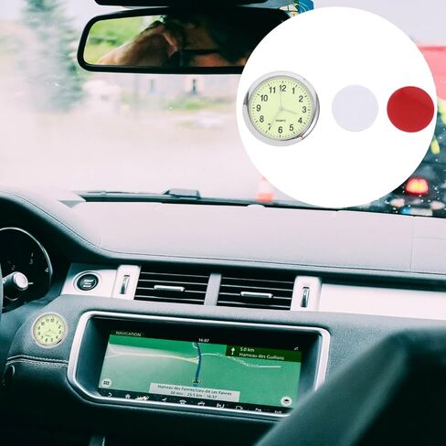 Stick On Car Clock Mini Round Automotive Clock Adhesive for Dashboard for Car Interior and Vehicle Accessories in Saudi Arabia