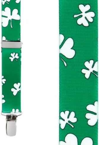 Suspender Store Kids' Novelty Shamrock Suspenders - 1-Inch Wide Elastic - Sewn X-Back - Clip - 3 Sizes in Saudi Arabia
