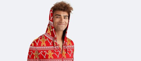 MeUndies – بيجامة بغطاء للرأس قطعة واحدة للجنسين – سحاب أمامي مع ساق مدببة in Kuwait