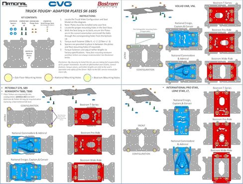CVG Truck-Tough® Adaptor Plate Kit – Universal Air Suspension Seat Mount for National & Bostrom Hi-Pro Seats | Fits Peterbilt, Kenworth & International Trucks (See Guide) | Easy Install with Hardware in Saudi Arabia