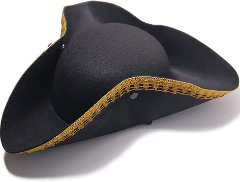 Tricorn Colonial Hat Halloween Pirate Hats Men Captain Hat Musketeer Hats Masquerade Party Revolutionary War Costume in Saudi Arabia