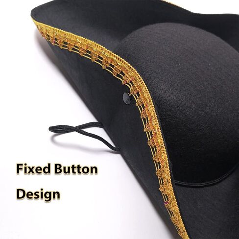 Tricorn Colonial Hat Halloween Pirate Hats Men Captain Hat Musketeer Hats Masquerade Party Revolutionary War Costume in Saudi Arabia
