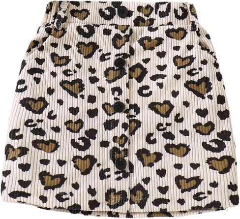 WDIRARA Girl's Leopard Corduroy Skirt High Waisted Button Front Short Skirts in Saudi Arabia