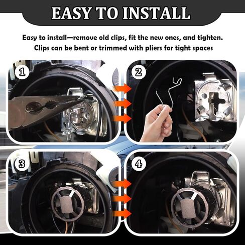 24PCS Car Headlight Retaining Clip with 12 Sizes,Portable Headlight Clips Retaining Spring Clips for Fastening Headlights Bulbs H1 H3 H4 H7,Universal Car Accessories in Saudi Arabia