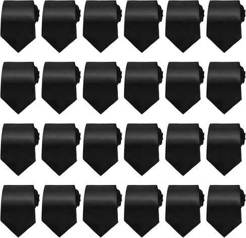 24 Packs Men's Tie Bulk Black Ties for Men Solid Color Men's Neckties Satin 3.15'' Tie Man Ties Formal Necktie for Wedding Business Graduation Formal Neck Tiess for Office in Saudi Arabia