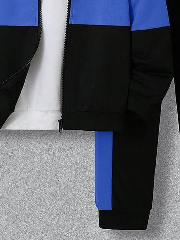 Boys 2 Pcs Tracksuit Zip Up Pullover Athletic Hoodie Windbreaker Jacket and Jogger Pants Sportswear Set for 7-14Y in Saudi Arabia
