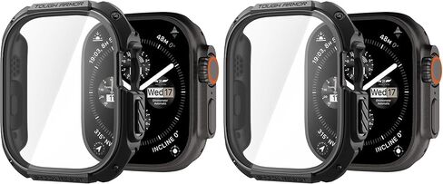 Spigen Tough Armor Designed for Apple Watch Series 9/8/7 41mm Case with Built-in Touch Sensitive Tempered Glass Screen Protector - Black in Kuwait