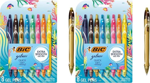 BIC Gelocity Quick Dry Ocean Themed Gel Pens, Medium Point (0.7mm), 8-Count Gel Pen Set, Colored Gel Pens for Note Taking and Journaling in Saudi Arabia