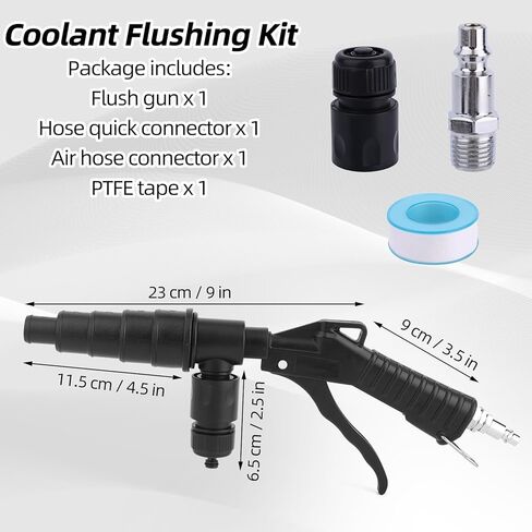 Coolant System Flush Gun, Heater Core Flush Kit, Air & Water Combo Flushing Set with Nozzles for 19-40mm Hoses Radiator Tankless Water Heater Cleaning Tool in Saudi Arabia