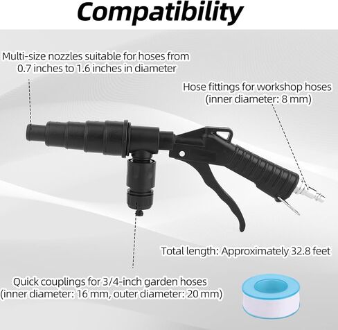 Coolant System Flush Gun, Heater Core Flush Kit, Air & Water Combo Flushing Set with Nozzles for 19-40mm Hoses Radiator Tankless Water Heater Cleaning Tool in Saudi Arabia